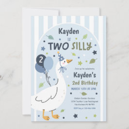 Two Silly Goose 2nd Birthday Party Spring Birthday Kaart