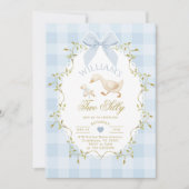 Two Silly Goose Blue Gingham Boy 2nd Birthday Kaart (Voorkant)