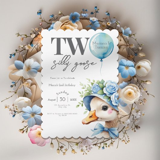 Two Silly Goose Boy 2nd Birthday Invitation Kaart