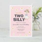 Two Silly Goose Daisy Birthday Party Invitation Kaart (Staand voorkant)