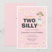 Two Silly Goose Daisy Birthday Party Invitation Kaart (Voorkant / Achterkant)