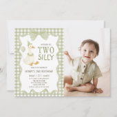 Two Silly Goose Gingham 2nd Birthday Invitation (Devant)
