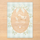 Two Silly Whimsical Sage Gingham 2nd Birthday Acryl Uitnodigingen (Voorkant)