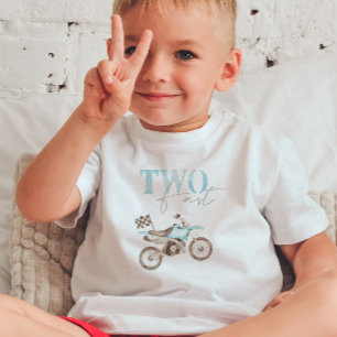 TWO Snel Lichtblauw Dirtbike Verjaardag T-shirt