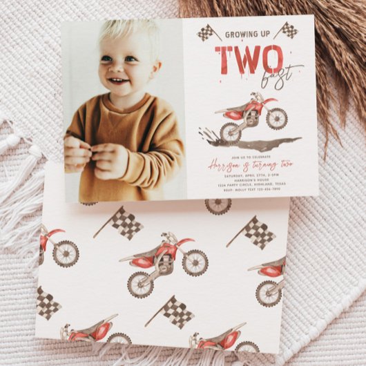 TWO Snel Verjaardagsuitnodiging | Dirt Bike Kaart