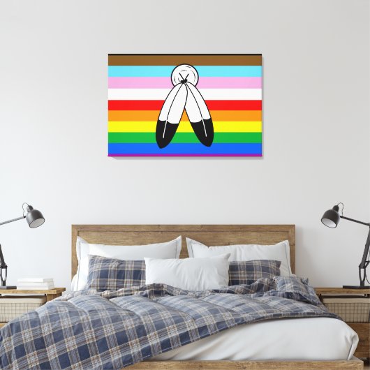 Two-Spirit LGBTQ+ Progress Pride Flag Canvas Afdruk (Insitu (Slaapkamer))