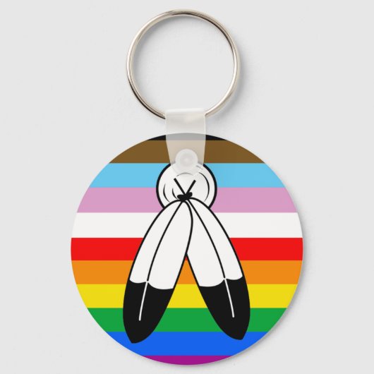 Two-Spirit LGBTQ+ Progress Pride Flag Sleutelhanger (Voorkant)