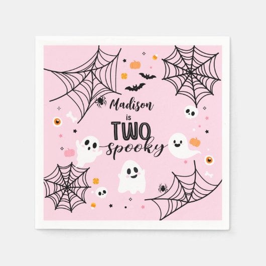 Two Spooky Cute Ghost Pink Halloween Servet (Voorkant)