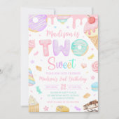 Two Sweet 2nd Donut Theme Birthday Invitation (Devant)