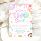Two Sweet 2nd Donut Theme Birthday Invitation