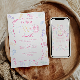 Two Sweet Birthday Invitation Sweet 2nd Birthday