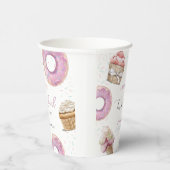 Two Sweet Cupcake & Donuts Girl 2nd Birthday Papieren Bekers (Rechts)