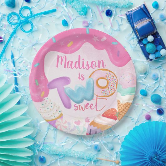 Two Sweet Donut Birthday Plate Papieren Bordje (Feest)