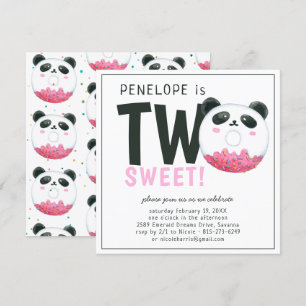 Two Sweet   Panda Donut 2e verjaardag uitnodiging