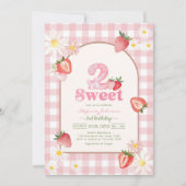 Two Sweet Strawberry 2nd Birthday Invitation (Devant)