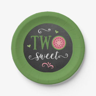 Two Sweet Watermelon 2nd Birthday Paper Plate Papieren Bordje