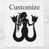 Two-Tail Mermaid Silhouette Thunder_Cove Wijn Etiket (Enkel label)