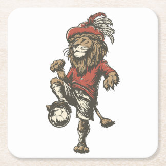 Two‑Tailed Lion Striker Vierkante Kartonnen Onderzetter