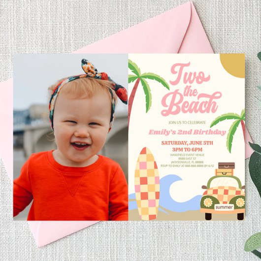 Two The Beach Surf Afbeelding 2e verjaardagsfeestj Kaart