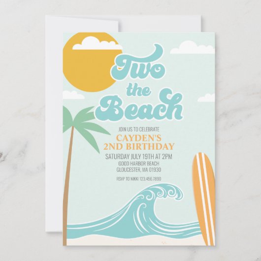 Two the Beach Surf Beach Invitation du 2e annivers (Devant)