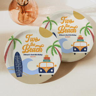 Two The Beach Surven Board Blauw 2e verjaardagsfee Papieren Bordje