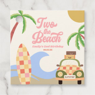 Two The Beach Surven Board Roze 2e verjaardagsfees Bedankjes Labels