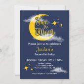 Two The Moon Elegant Gender Neutral 2nd Birthday Kaart (Voorkant)