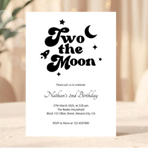 Two the Moon Minimalist Uitnodiging voor de 2e ver