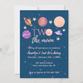 Two The Moon  Outer Space Ship Planets 2nd Bday Kaart (Voorkant)
