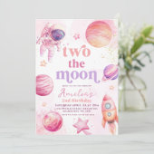 Two the Moon Outerspace 2nd Birthday Kaart (Staand voorkant)