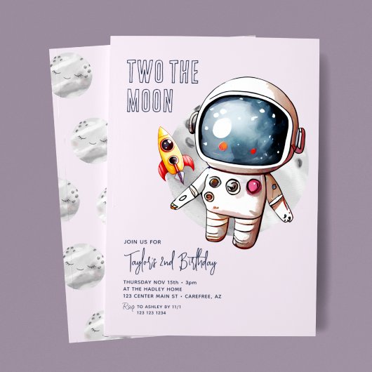 Two The Moon Paarse 2e verjaardag Kaart