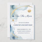 Two The Moon : Pale Blue 2nd Birthday Invitation (Devant)