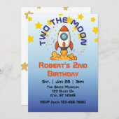 Two The Moon, Rocket 2nd Birthday Invitation Kaart (Voorkant / Achterkant)