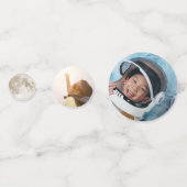 Two the Moon Rocket Ship 2e verjaardagsfeestfoto Confetti (Achterkanten)