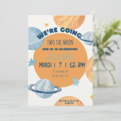 Two The Moon Second Birthday Invitation  Kaart (Staand voorkant)
