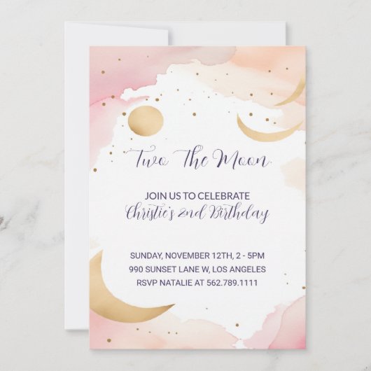Two The Moon Tweede Verjaardag uitnodiging (Voorkant)