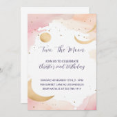 Two The Moon Tweede Verjaardag uitnodiging (Voorkant / Achterkant)