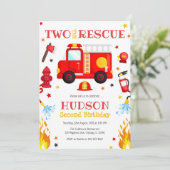 Two the Rescue Firetruck 2nd Birthday Invitation (Debout devant)