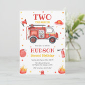 Two the Rescue Firetruck 2nd Birthday Invitation (Debout devant)