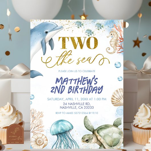 TWO the sea birthday invitation