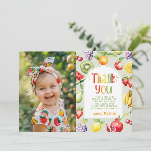 Two-tit frutti verjaardagsfoto dank u kaart (Staand voorkant)