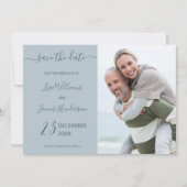 Two-Tone Dusty Blue Custom Photo Sla de datum op Kaart (Voorkant)