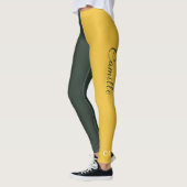 Two Tone Gold & Forest Green Monogram Leggings (Links)