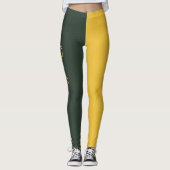 Two Tone Gold & Forest Green Monogram Leggings (Voorkant)