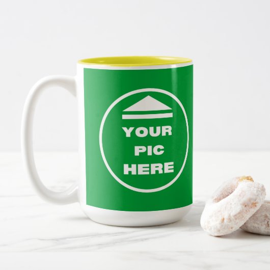 Two-Tone Mok - Voeg uw Afbeelding 15 oz Wit Geel t (Met donut)