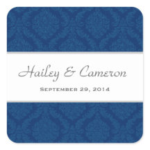 Two Tone Navy Blauw Damask Bruiloft V16