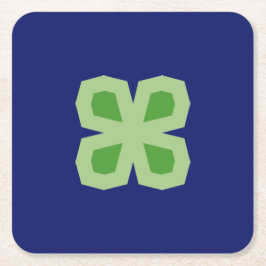 Two-toned hoekige four-Leaf klaver Vierkante Kartonnen Onderzetter