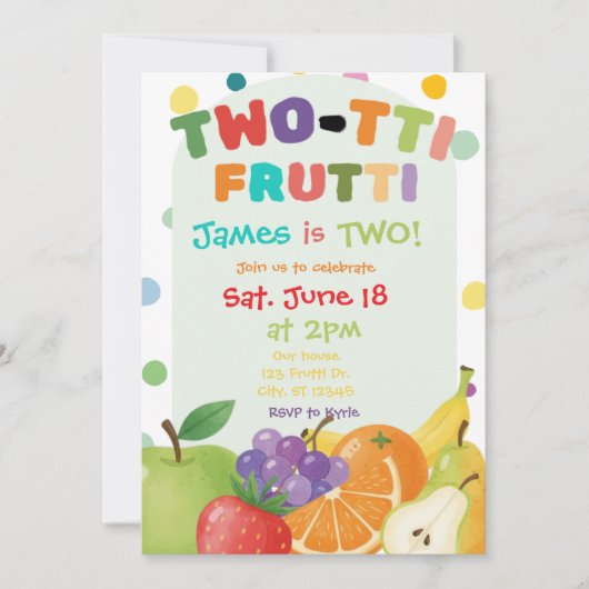 TWO-TTI FRUTTI 2e anniversaire Invitation (Devant)