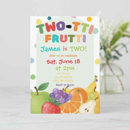 TWO-TTI FRUTTI 2e anniversaire Invitation (Debout devant)