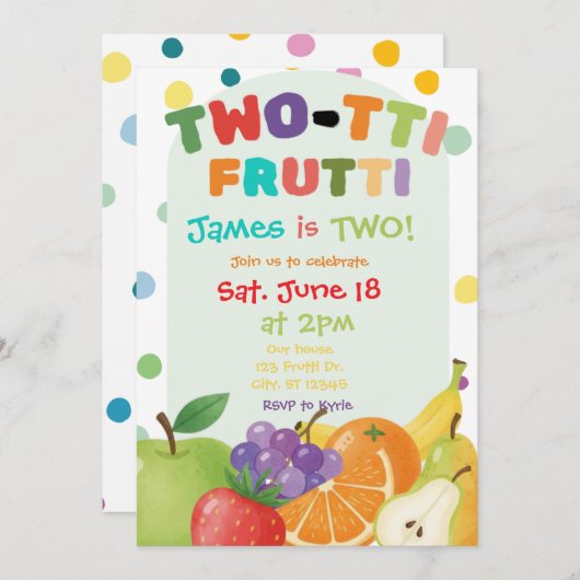 TWO-TTI FRUTTI 2e anniversaire Invitation (Devant / Derrière)